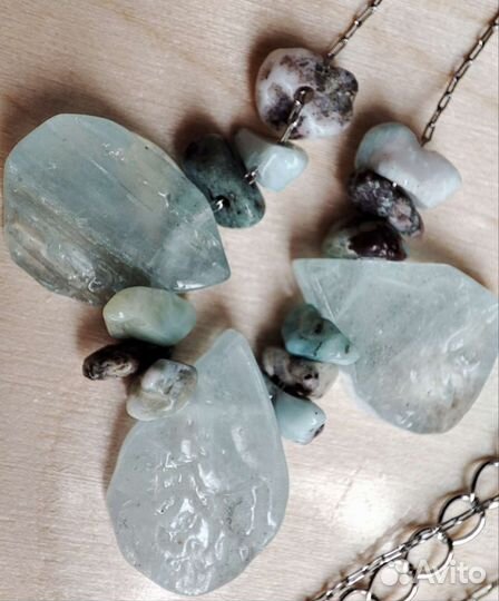 Колье с Аквамарином и Ларимаром