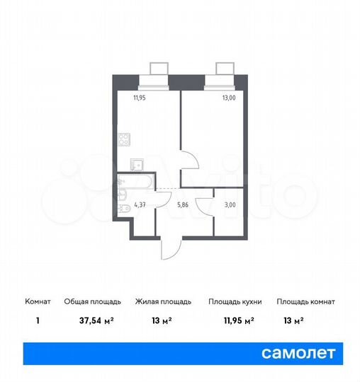 1-к. апартаменты, 37,5 м², 20/23 эт.