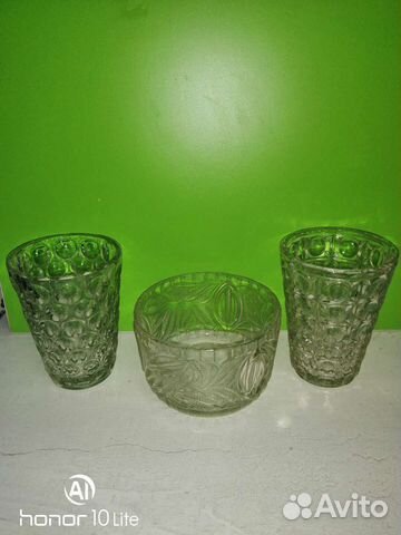 Ваза и салатница, стекло