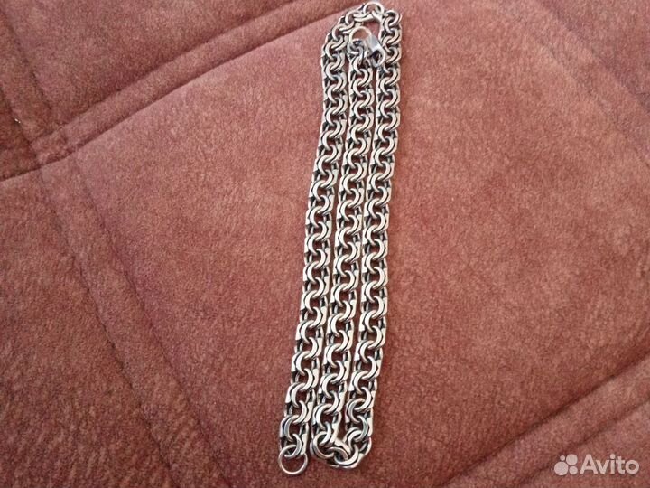 Мужская серебряная цепь бисмарк