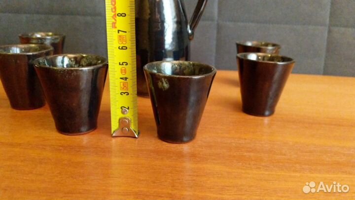 Кувшин и 6 стопок керамика глазурь