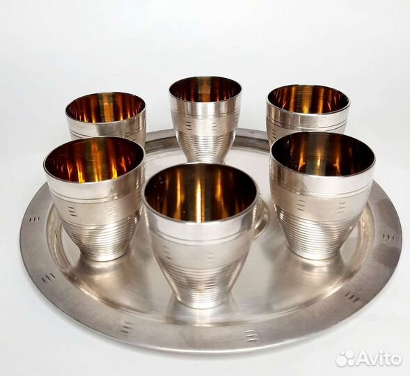 Коньячный набор. Мельхиор,позолота СССР