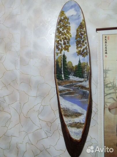 Продам картину на срезе сосны 60 см(Уральские само