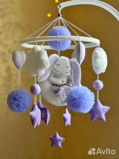 Мобиль новый на кроватку ручной работы из фетра