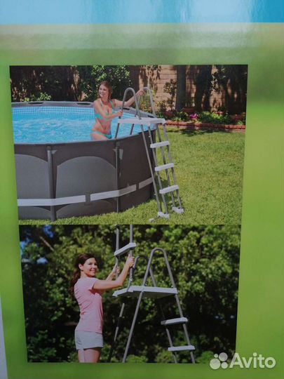 Лестница для каркасного бассейна с площадкой 122см