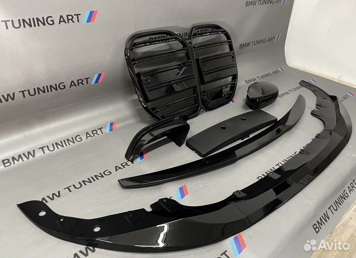 Комплект обвеса bmw 4 g22 сплиттер спойлер решетка