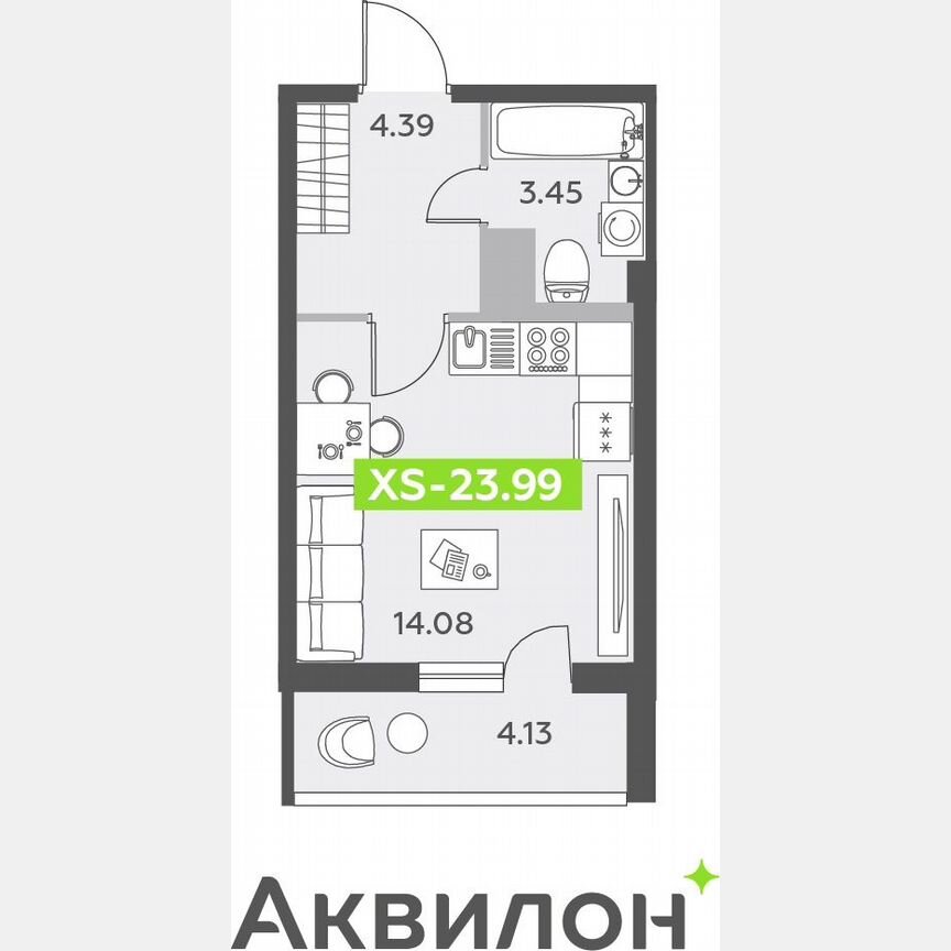Квартира-студия, 24 м², 10/12 эт.