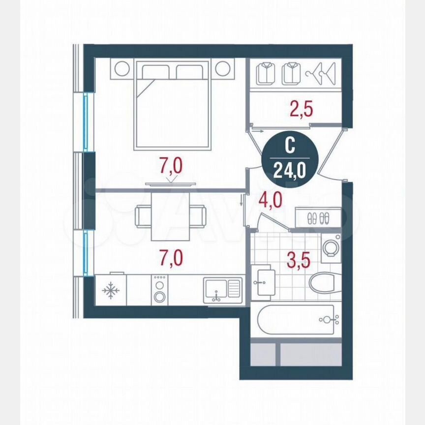 Квартира-студия, 24 м², 11/32 эт.