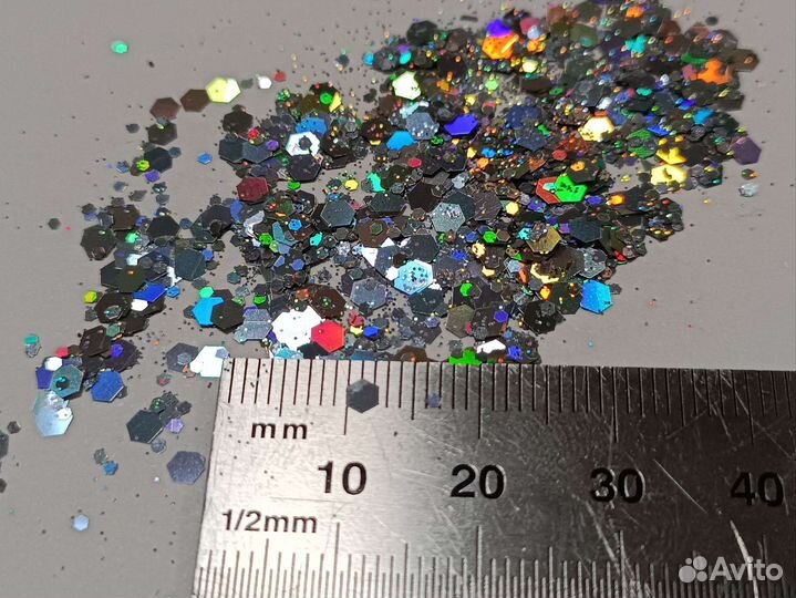 Блестки глиттеры 50гр серебристые зеркальные