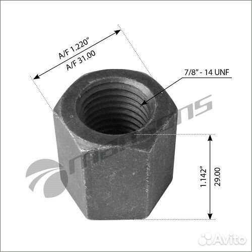 Гайка 7/8-14 стремянки рессоры задней