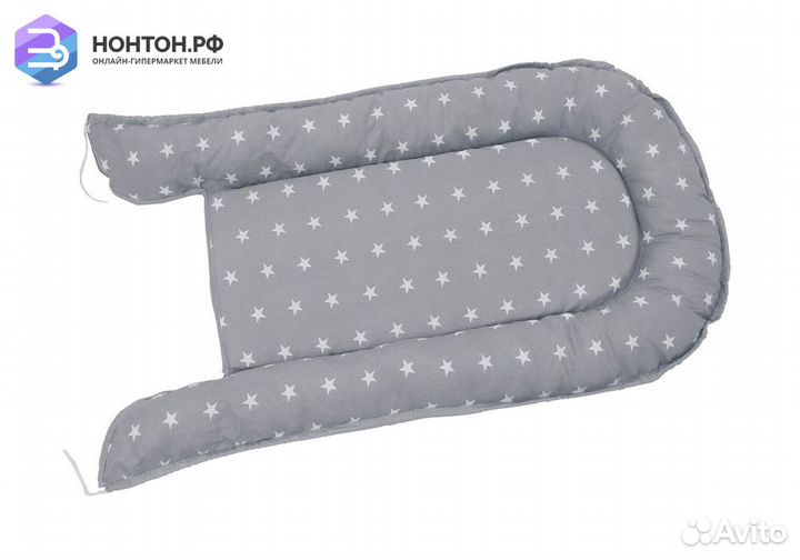 Бортик детский Гнездышко Polini kids звезды серый