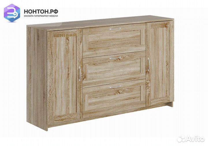 Комод с дверцами Сириус 3 ящика сонома