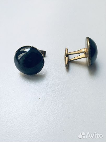 Запонки СССР с круглыми вставками графит