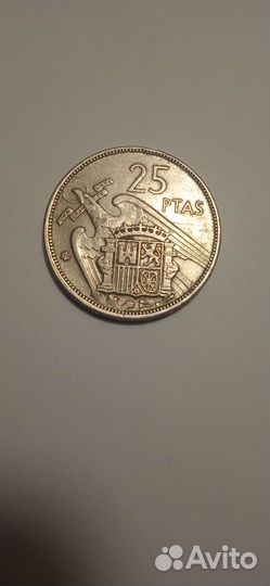 Монета 25 песет 1957 Испания