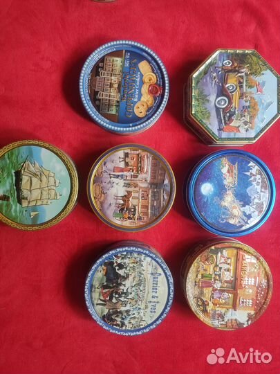 Жестяные банки из-под печенья набор 7 штук по 65 р