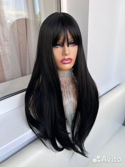 Парик черный длинный новый