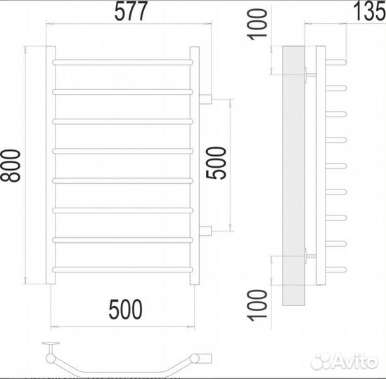 Виктория П8 500х800 бп500 Полотенцесушитель