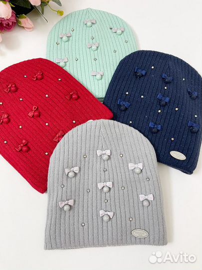 Новая демисезонная шапка для девочки 5-10 лет