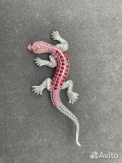 Брошь ящерица саламандр серербро винтаж Европа