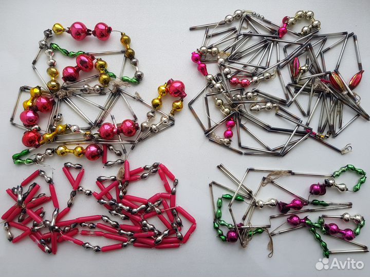 Елочное украшение. Бусы на елку. Стеклярус СССР