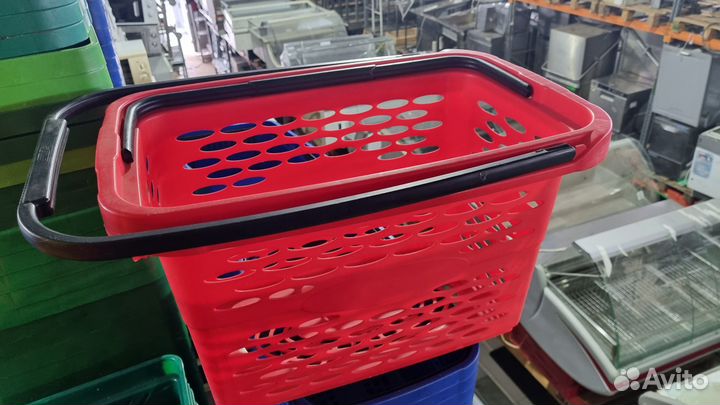 Тележка покупательская пластиковая красная