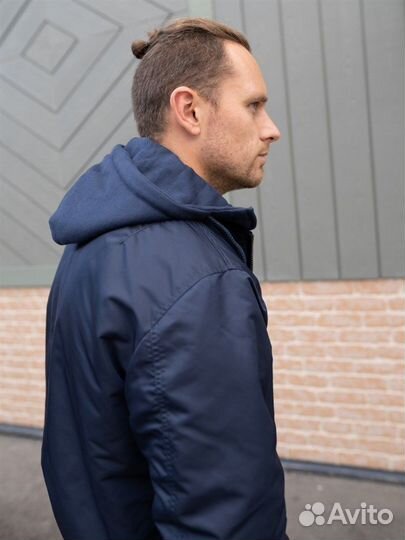 Куртка утепленная бомбер MA-1 hood синий