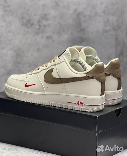 Кроссовки Nike Air Force 1 White Brown (Арт.36218)