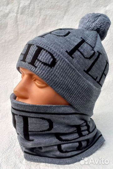 Зимний комплект шапка и шарф (снуд)