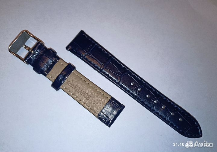 Ремешок для часов 18 мм из кожи тёмно-синий