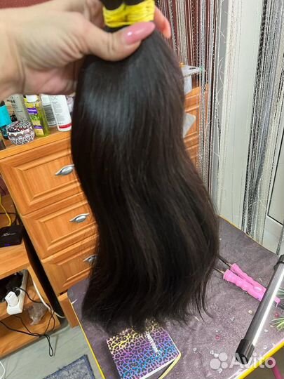 Волосы натур,40см,95гр,тон#1В,цена с работой