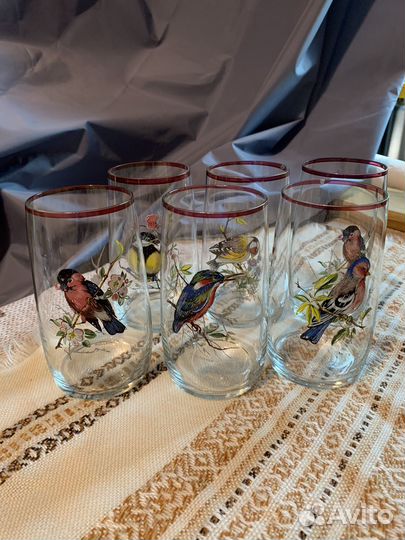 Хрустальные стаканы чехия птицы