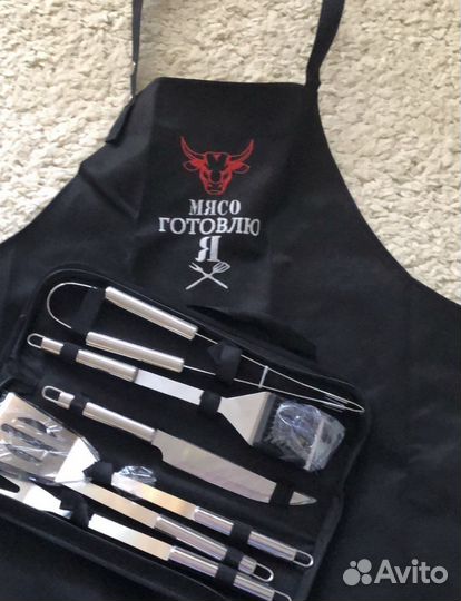 Фартук мужской кухонный черный подарок для мужчин