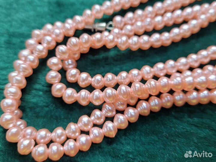Бусы розовый цвет под Жемчуг бусина 6 мм / 120 см