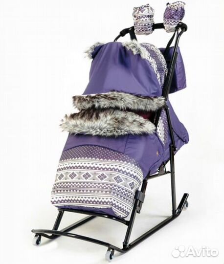 Санки коляска с перекидной ручкой