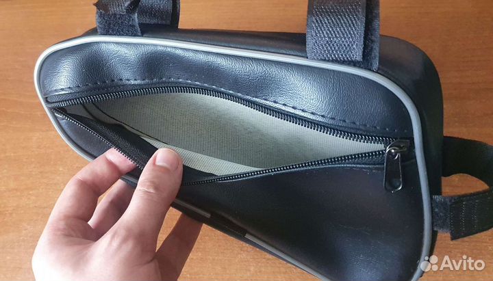 Сумка на раму велосипеда кожаная