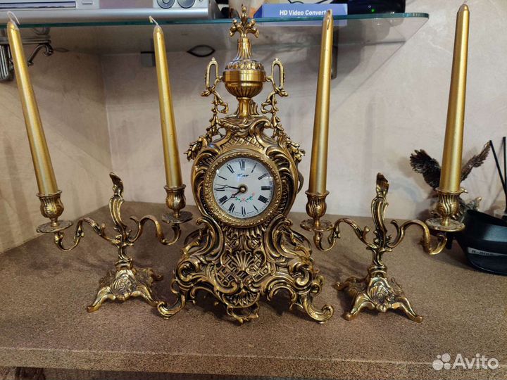 Часы каминные Mozer с подсвечниками