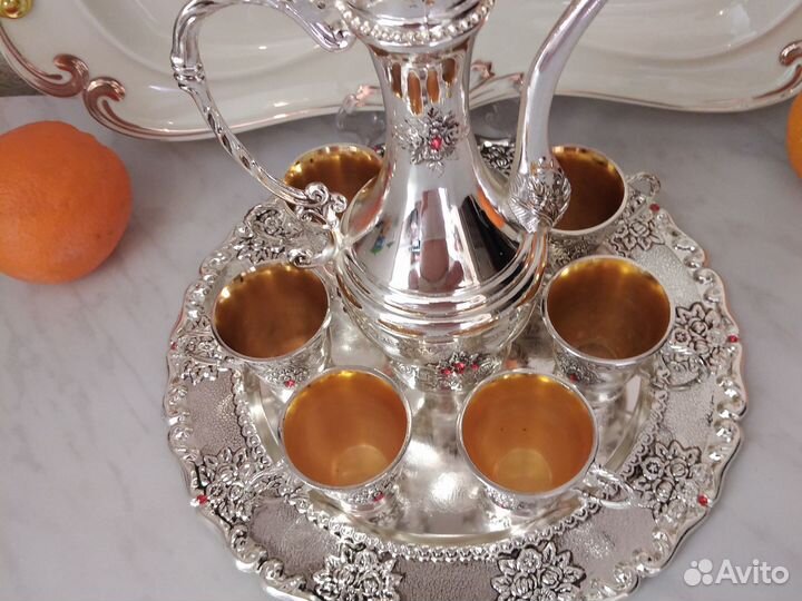 Набор кофейно - коньячный с посеребрением