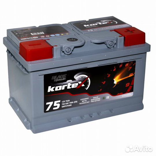 Аккумулятор kortex black Dynamic 75А/ч обрат. пол