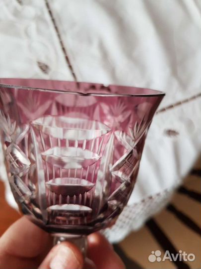 Хрустальные фужеры Германия 50-ые, цветной накладн