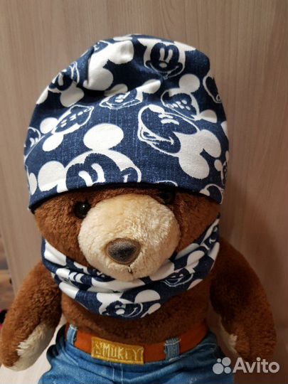 Комплект шапка и снуд для мальчика 40-45 см весна