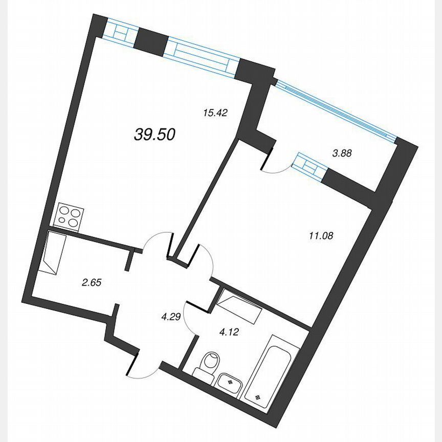 1-к. квартира, 41,4 м², 11/22 эт.