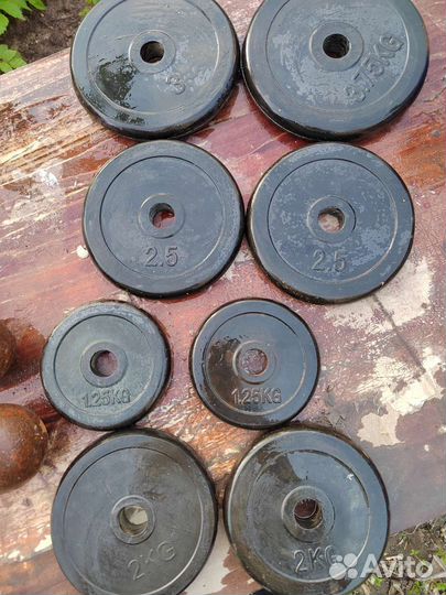 Блины для гантелей штанги прорезиненные