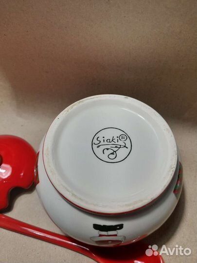 Керамическая сахарница с ложкой