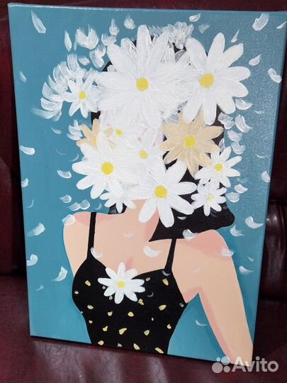 Интерьерная картина Девушка в цветах, холст