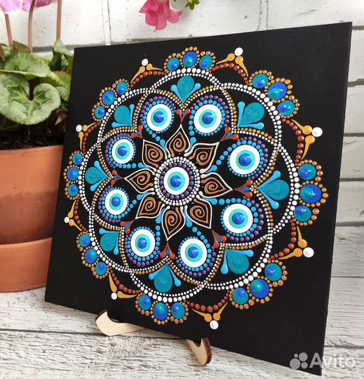 Картина - панно с авторской росписью Мандала