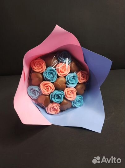 Букет Шоколадный Микс из Роз и Сердец