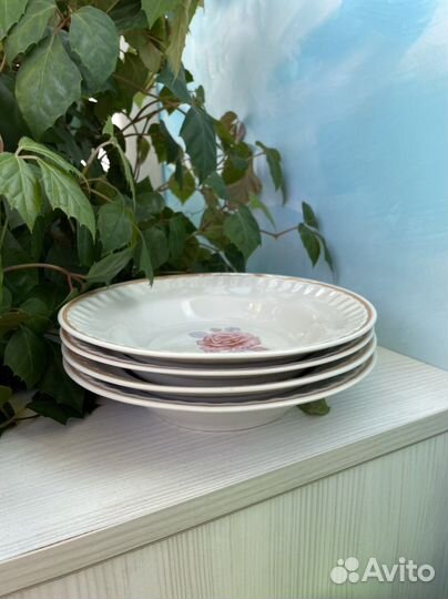 Тарелка суповая, сет 4 шт, СССР, Прокопьевский фз