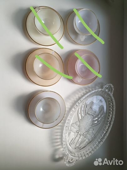 Чашка и блюдце Arcopal селедочница хрусталь СССР