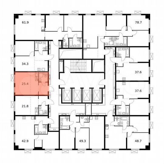 Квартира-студия, 25,4 м², 31/33 эт.