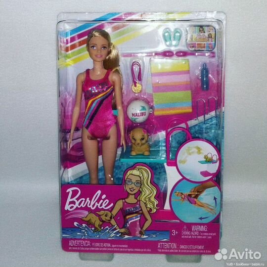 Барби Пловчиха с собакой Original Mattel GHK23
